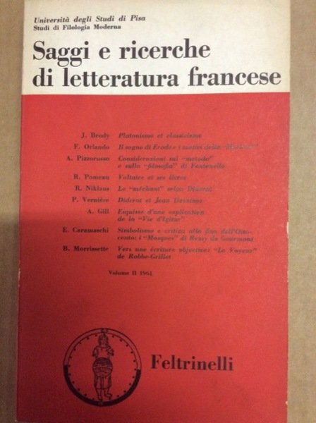 SAGGI E RICERCHE DI LETTERATURA FRANCESE. - vol. 1.