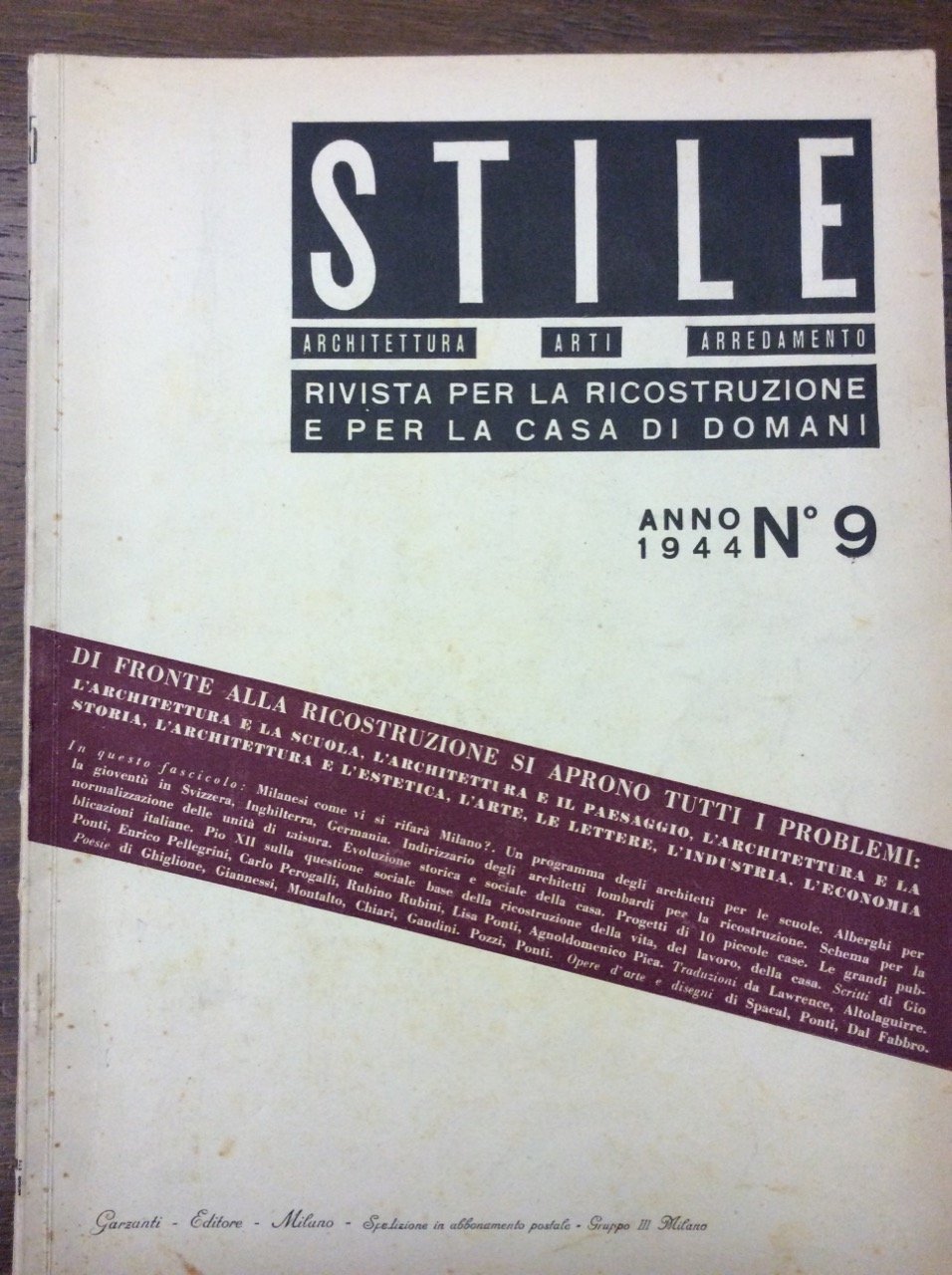 STILE. N. 45 (n. 9) - SETTEMBRE 1944. - Rivista … | Immagine principale