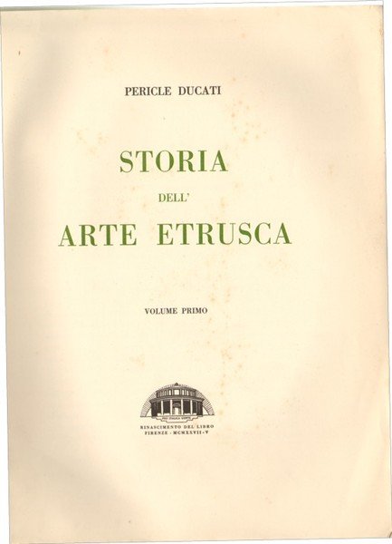STORIA DELL'ARTE ETRUSCA. 2 volumi.