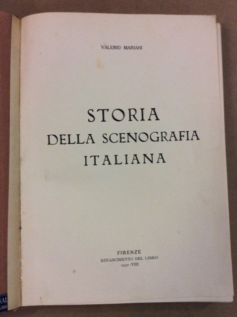 STORIA DELLA SCENOGRAFIA ITALIANA.