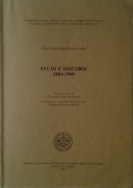 STUDI E DISCORSI. 1884 - 1900.