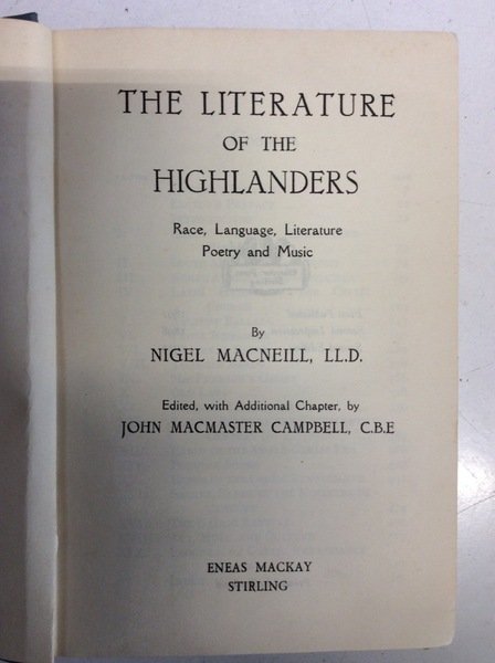 THE LITERATURE OF THE HIGHLANDERS. - Race, language, literature, poetry …