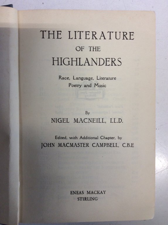 THE LITERATURE OF THE HIGHLANDERS. - Race, language, literature, poetry …