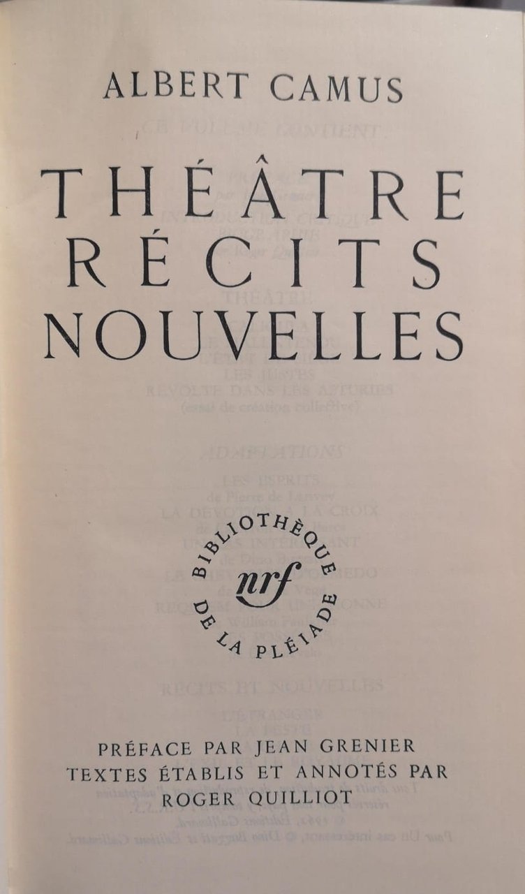 THEATRE. RECITS. NOUVELLES.