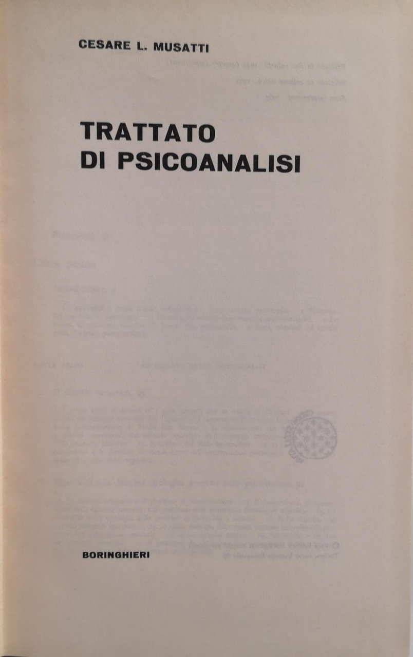TRATTATO DI PSICOANALISI. | Immagine principale
