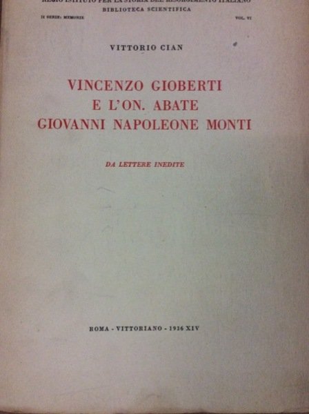 VINCENZO GIOBERTI E L'ON ABATE GIOVANNI NAPOLEONE MONTI. - Da …