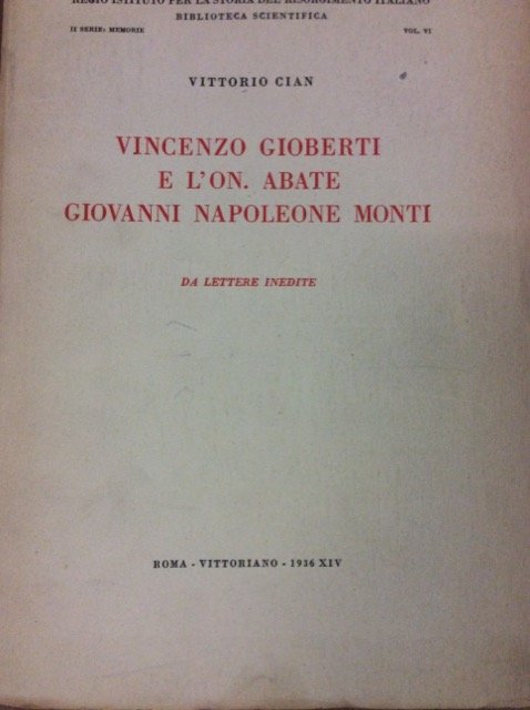 VINCENZO GIOBERTI E L'ON ABATE GIOVANNI NAPOLEONE MONTI. - Da …