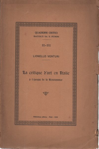 La critique d'art en Italie