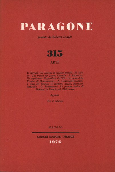 Paragone Anno XXVII n. 315 Arte Maggio 1976