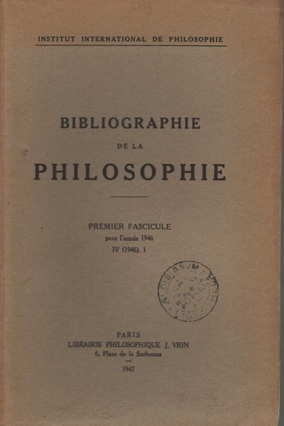 Bibliographie de la philosophie, IV (1946). Volumi 2