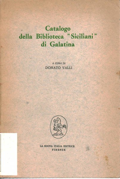 Catalogo della biblioteca Siciliani di Galatina