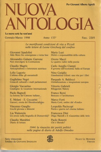 Nuova Antologia Gennaio- Marzo 1998 Vol. 580 Fasc. 2205