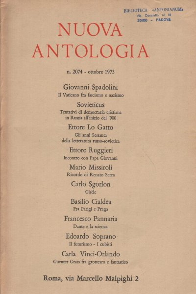 Nuova Antologia, Volume 519, Fascicolo 2074 (Ottobre 1973)