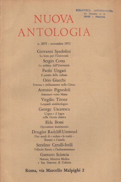 Nuova Antologia, Volume 519, Fascicolo 2075 (Novembre 1973)