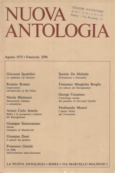 Nuova Antologia. Agosto 1975, Fascicolo 2096
