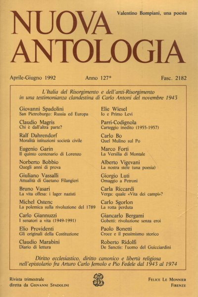 Nuova Antologia, Anno 127°, Aprile-Giugno 1992, Vol. 567° - Fasc. …