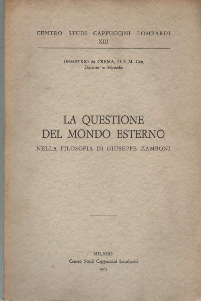 La questione del mondo esterno nella filosofia di Giuseppe Zamboni