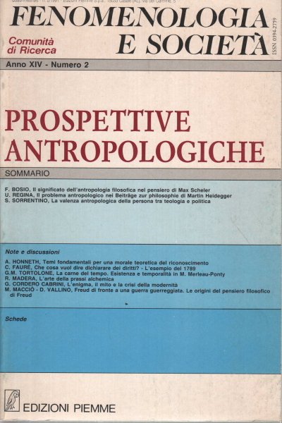 Fenomenologia e società. Periodico di filosofia - n. 2, 1991, … | Immagine principale