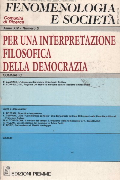 Fenomenologia e società. Periodico di filosofia - n. 3, 1991, … | Immagine principale