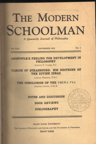 The Modern Schoolman volume XXX, 1952-1953