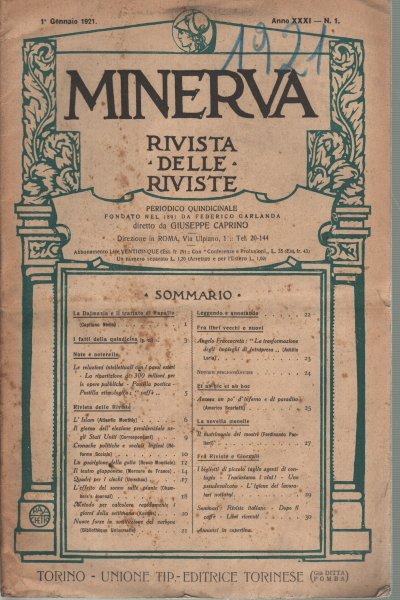 Minerva, Rivista delle riviste. Anno XXXI, 1921