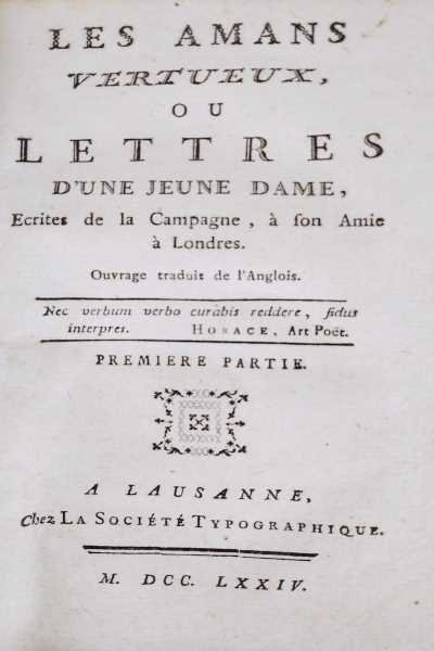 Les Amans vertueux, ou lettres d'une jeune dame, Ecrites de …