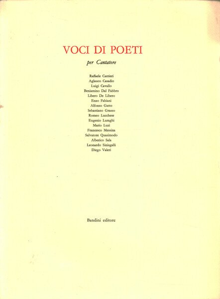 Voci di poeti per Cantatore