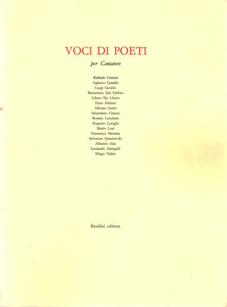 Voci di poeti per Cantatore