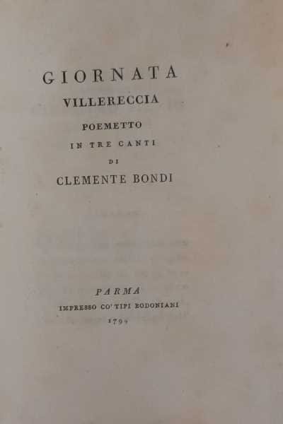 Giornata Villereccia. Poemetto in tre canti di Clemente Bondi