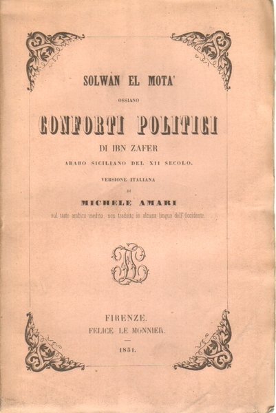 Solwan el Motà ossiano Conforti Politici di Ibn Zafer arabo …
