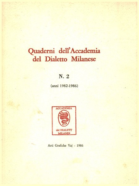 Quaderni dell'Accademia del Dialetto Milanese N.2