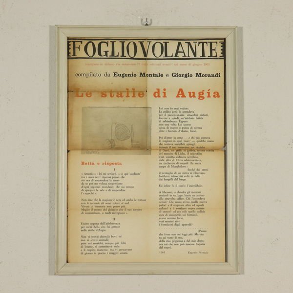 Foglio Volante compilato da Eugenio Montale e Giorgio Morandi. Le …