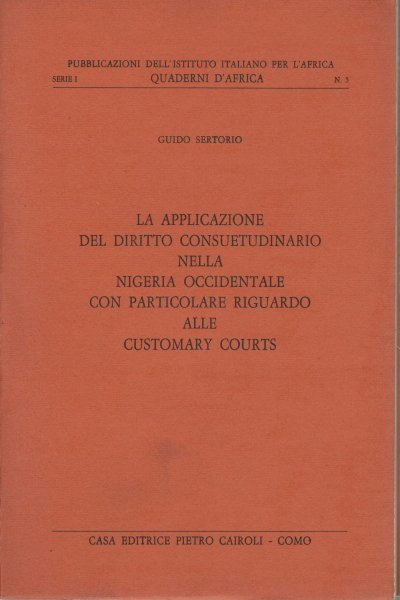 La applicazione del diritto consuetudinario nella Nigeria occidentale con particolare …