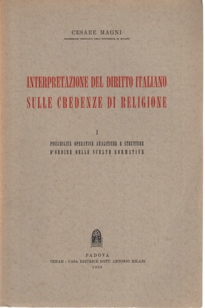 Interpretazione del diritto italiano sulle credenze di religione 1