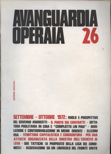 Avanguardia Operaia n. 26, settembre-ottobre 1972 | Immagine principale