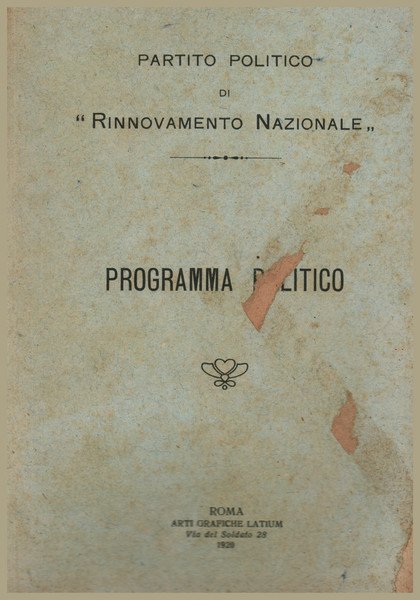Partito politico di Rinnovamento Nazionale: Programma politico