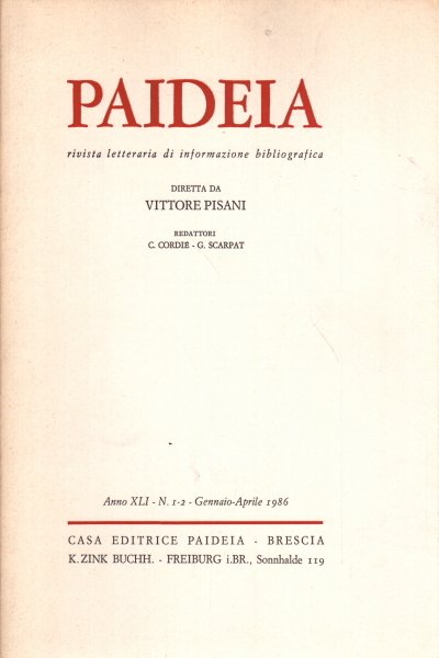 Paideia. Anno XLI, 1986. Volumi 2