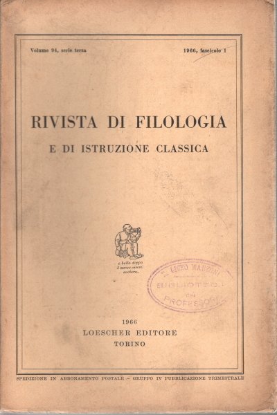Rivista di filologia e di istruzione classica. Serie terza, vol. …