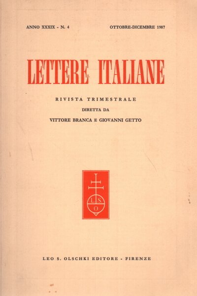 Lettere italiane, anno XXXIX - N. 4