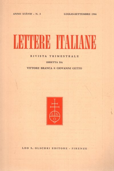 Lettere italiane, anno XXXVIII - N. 3