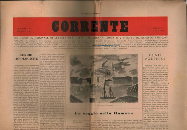 Corrente di Vita Giovanile, periodico quindicinale di Letteratura, Arte, Politica …