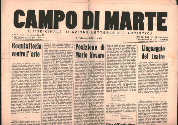 Campo di Marte Quindicinale di azione letteraria e artistica Anno …