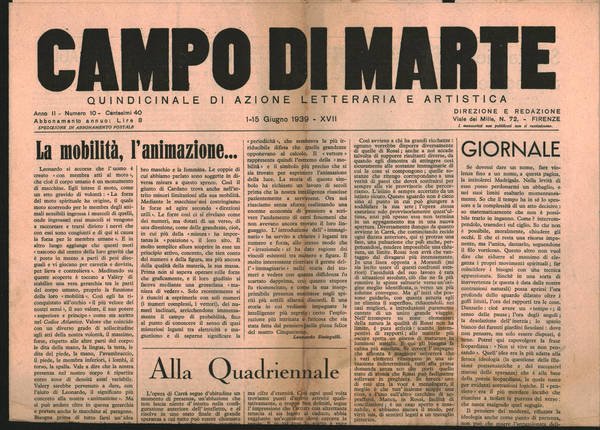 Campo di Marte Quindicinale di azione letteraria e artistica Anno …