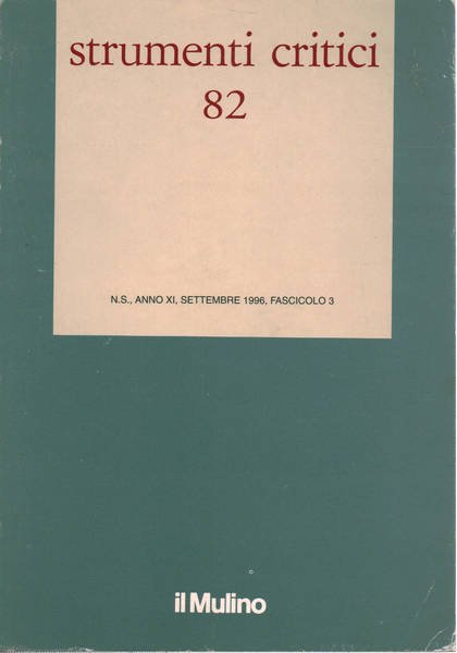 Strumenti critici 82. Anno XI,Settembre 1996, Fascicolo 3