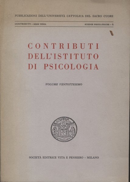 Contributi dell'Istituto di psicologia (Volume Ventottesimo)