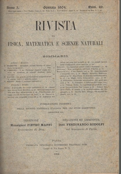 Rivista di fisica, matematica e scienze naturali