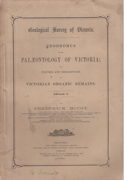 Geological Survey of Victoria. Prodromus of the Palæontology of Victoria …