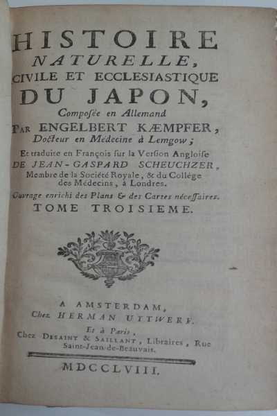 Histoire Naturelle, Civile et Ecclesiastique du Japon, Composée en Allemand …
