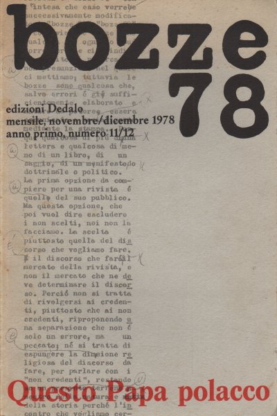 Bozze 78. Mensile novembre/dicembre 1978. Anno primo, numero 11/12