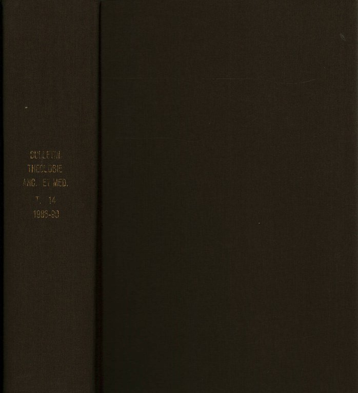 Bulletin de Théologie ancienne et médiévale Tome XIV 1986-1990